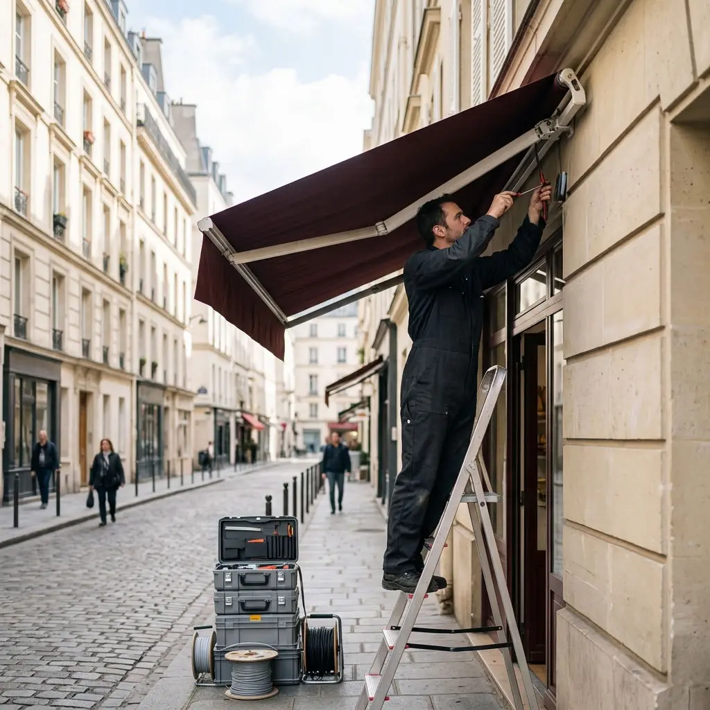 Étapes détaillées de l’intervention de votre store banne à Paris 11