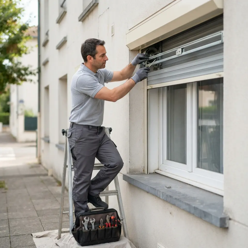 Comment se déroule l'intervention pour un volet roulant bloqué à Neuilly-sur-Marne ?